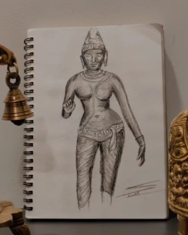 Gallery artwork 6: pencil study of human figure in dynamic pose